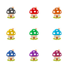 Obraz premium House in form of mushroom icon isolated on white background. Set icons colorful