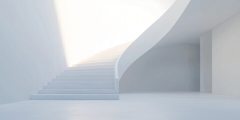 Obraz premium Elegant White Stairway Ascending Into a Bright Skyward Horizon, summer concept, copy space