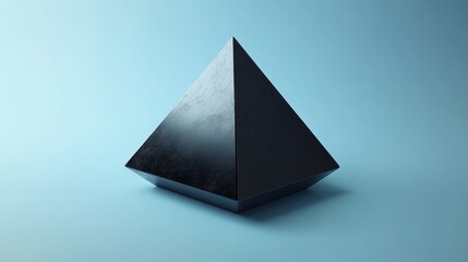 Fototapeta premium A black pyramid is sitting on a blue background