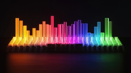 Vibrant Rainbow Spectrum Audio Visualizer Neon Glow Abstract Digital Art Graphic Design
