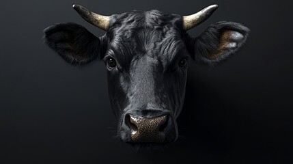 A cow's head is shown in black and white