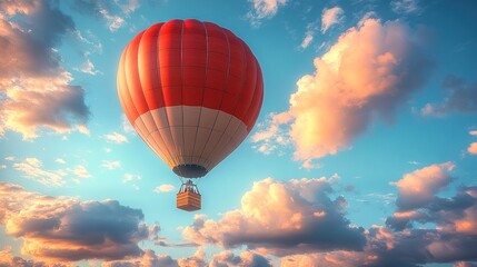 Fototapeta premium A vibrant hot air balloon soaring through a colorful sky.
