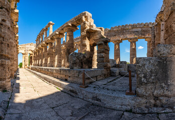The majestic archeological site of Paestum, in the Province of Salerno, Campania, Italy.