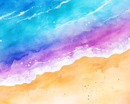 Urban Dreams Overlay, Vivid Tropical Beach Scene with Colorful Waves