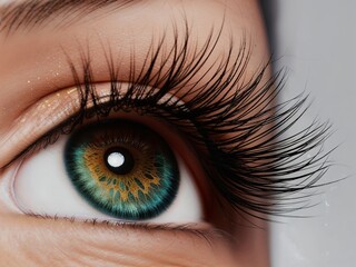 Fototapeta premium Close up photo of eye with long eyelashes