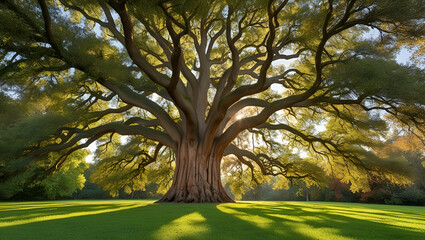 A Majestic Centuries-Old Oak Tree Standing Tall in Nature

