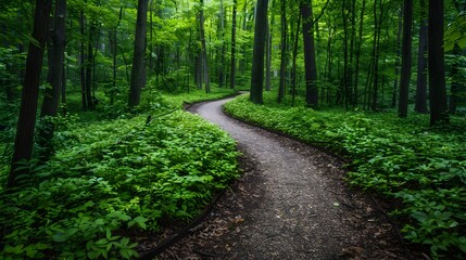 Fototapeta premium A path through a forest with a lot of green plants