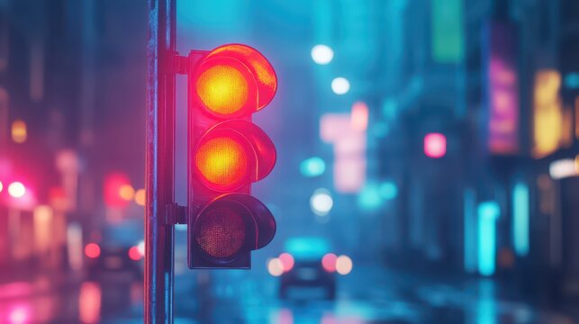 traffic light prohibiting motion signal. ai generative