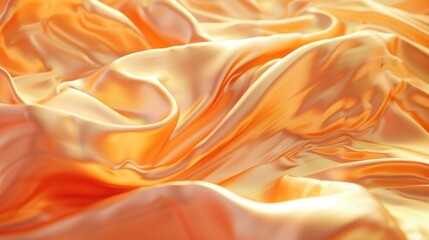 Obraz premium Captivating waves of vibrant orange and yellow silk chiffon fabric flowing and folding in a dynamic abstract pattern creating a luxurious and elegant background