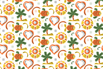 Colorful fish and summer pattern