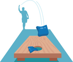 Cornhole Player and Board Illustration Vector