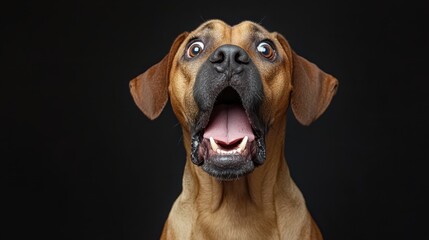 Obraz premium Funny cane corso dog astonishment, Black Friday Sale on black background, copy space