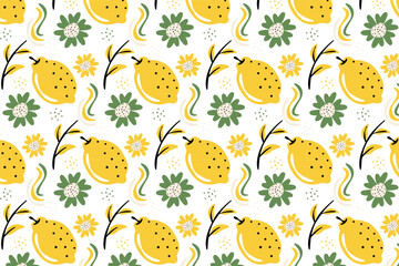 Yellow Lemon and branch pattern design