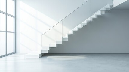 Obraz premium Modern Minimalist Interior of Bright Staircase in Stylish Space