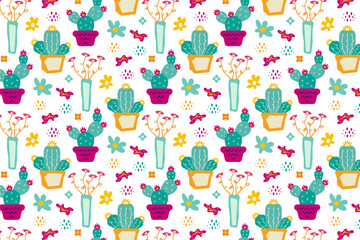 Flourish Cactus Pattern Background