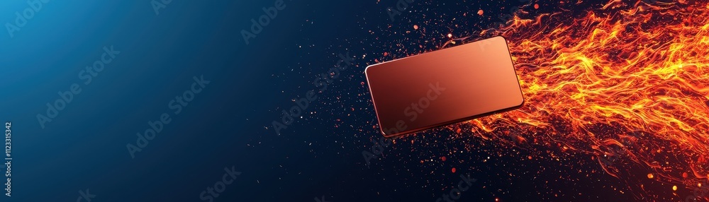 Aufkleber A dynamic image of a metallic object soaring through a fiery backdrop, evoking feelings of speed and energy.