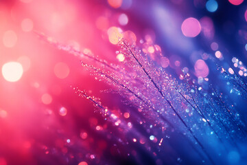 Ice Crystals with Sparkling Bokeh in Pastel Pink and Blue Lighting : Dreamy Abstract Winter Background