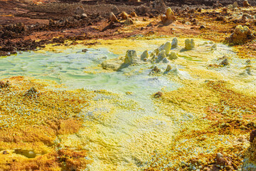 Colourful spings of acid in Dallol, Danakil depression, Ethiopia