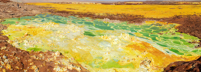 The surreal volcanic landscape of Dallol in the Danakil Depression, Ethiopia