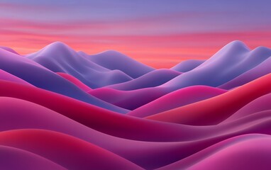 Fototapeta premium Surreal pink and purple hills at sunset with a colorful sky