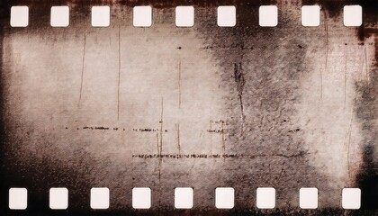 Vintage Grungy Film Strip Texture with Worn and Weathered Background Perfect for Retro Design Projects, Cinematic Overlays, Scrapbooking, or Digital Art Concepts with a Rustic Aesthetic
