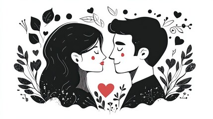 silhouette of a couple with heart