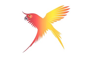 Fototapeta premium Bright gradient parrot logo in abstract vector style, clean white backdrop. Eye-catching and professional.