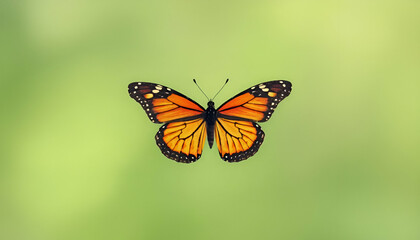 Fototapeta premium beautiful butterfly Beautiful blue butterfly in full body close-up portrait, flying with grace isolated on white and green background,