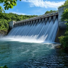 Majestic Waterfall at a Hydro Electric Facility