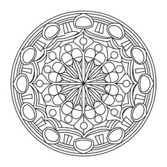 Simple Mandala Coloring Page to Color. Black and White Mandalas Outline Vector.