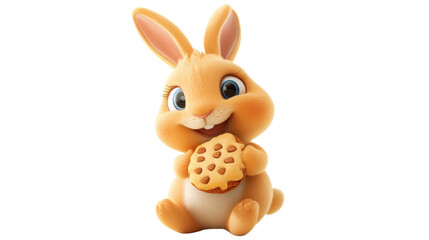 Fototapeta premium Cute Bunny Holding a Cookie with a Cheerful Expression