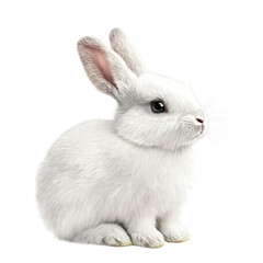 Obraz premium Cute fluffy white rabbit sitting gracefully with soft fur