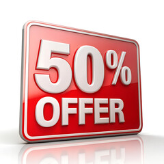 50% Discount Offer Design in PNG Format: Isolated on White Background.