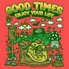 enjoy your life with snail character