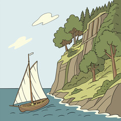 Ship Vector With Hill