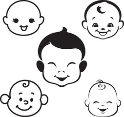 Fototapeta premium Cute baby faces silhouette vector