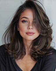 Woman with a hair blowout, salon hair photo