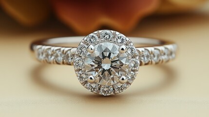 A sparkling diamond engagement ring with a halo setting.
