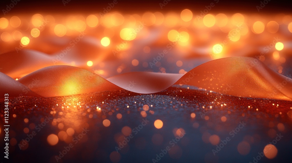 Poster abstract waves with glowing particles creating a dynamic visual effect.