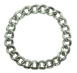 Obraz premium Gray metal grey steel silver chain bracelet or necklace isolated on white background. Metal jewelry concept