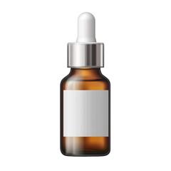 Fototapeta premium a square frosted glass essential oil bottle with a dropper cap and a minimalist label, isolated on transparent background png