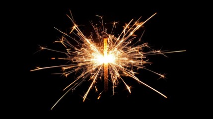 Fototapeta premium A radiant burst of golden glitter particles on a black background, symbolizing luxury, celebration, and festive joy.