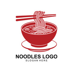 Noodle bowl restaurant logo template vector icon suitable for business related to ramen