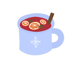 Illustration of mulled wine in cozy mug