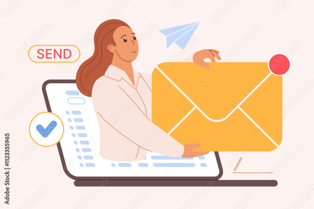 Poster new email notification on mail automation platform, marketing campaign message or newsletter deliver