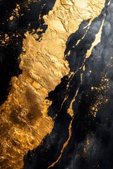 Thickly oil painting texture, shiny gold and black, contrasting each other, giving a luxurious and mysterious feeling. Suitable for use in interior, graphic design that requires prominence and class.