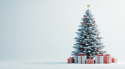 Fototapeta premium Snowy Christmas Tree with Presents