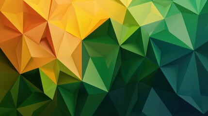 Obraz premium A vibrant, abstract geometric pattern featuring a gradient of yellow to green, composed of numerous triangular shapes.