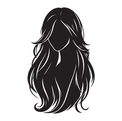 long hair woman silhouette vector illustration