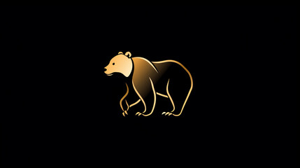Fototapeta premium Golden Bear Silhouette Minimalist Animal Logo Design